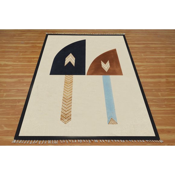 Casavani Handmade Cotton Area Rugs for Living room Bedroom Dining room, Beige 6x9 feet