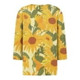 thumbnail image 4 of JULMCOMO Womens Summer Tops Button Down V Neck Blouses 3/4 Sleeve Fashion T-Shirts Sunflower Print Dressy Casual Tops Tunic, 4 of 5