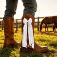 thumbnail image 5 of Off-White Cowgirl Boot Bows with Pearl & Lace, Western Boot Accessories for Women, 5 of 9