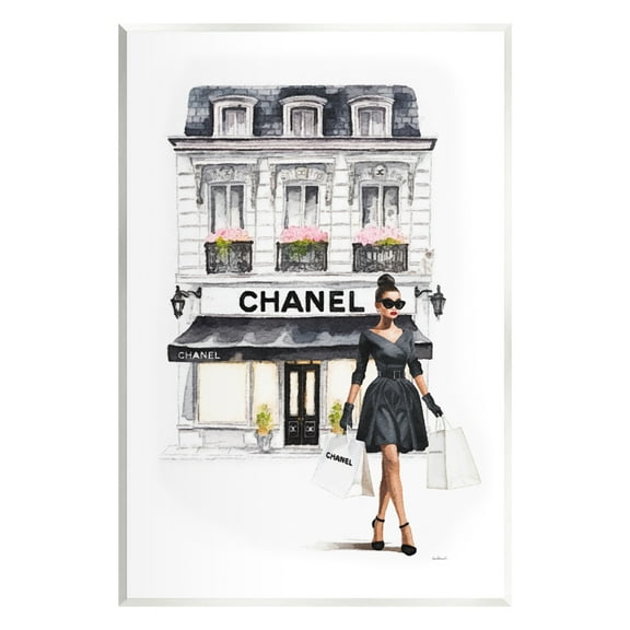 Stupell Industries Girl & Fashion Shop Town & City Painting Unframed Art Print Wall Art, 10 x 15