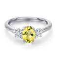 thumbnail image 3 of Gem Stone King 925 Sterling Silver Canary Mystic Topaz and White Moissanite Engagement Ring for Women | 1.12 Cttw | Oval 7X5MM | Gemstone November Birthstone | Size 5, 3 of 7