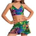 thumbnail image 3 of BXSRUTA Tween Girls 3 Piece Tankini Set Medium Size Quick Dry Swimsuits with Swim Skirt and Shorts for Beach Vacation, 3 of 7