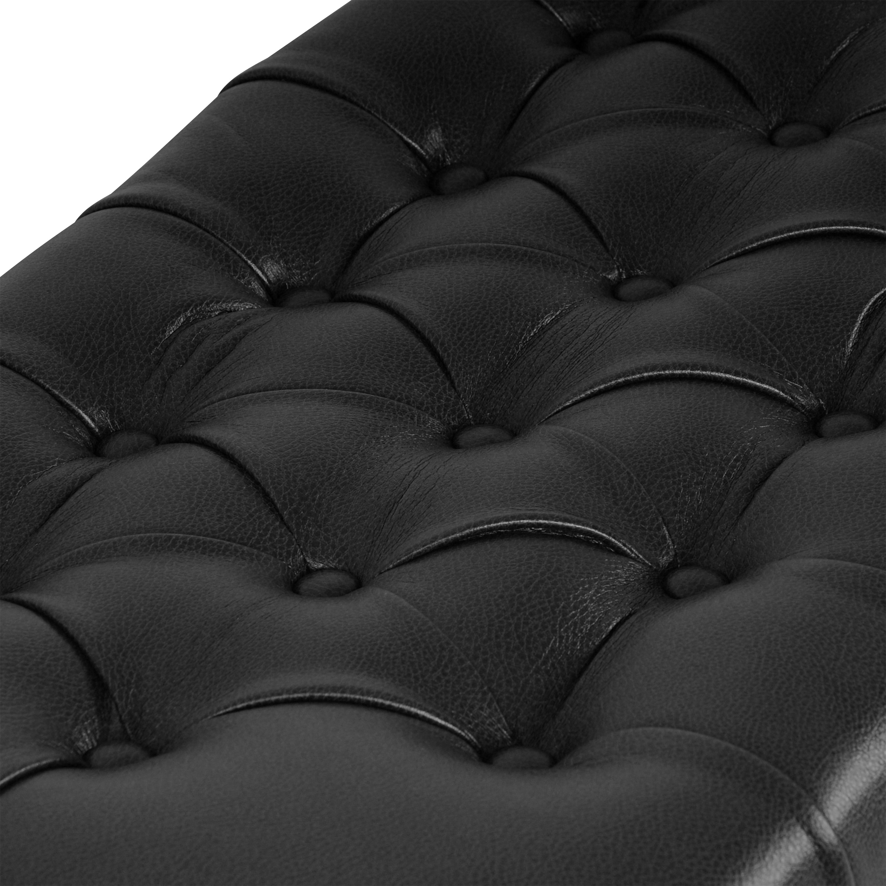 HomePop Ainsley Button Tufted Storage Bench, 40"W x 18"D x 18"H, Black Faux Leather