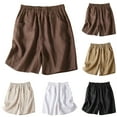 thumbnail image 2 of QATAINLAV Wide Leg Linen Shorts Women Summer Elastic High Waisted Shorts with Pockets Loose Cotton Comfy Short Pants Solid Color Lightweight Beach Shorts, Coffee, L, 2 of 7