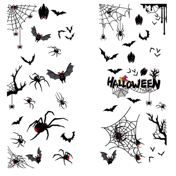 4 piezas de calcomanías para ventanas de Halloween, decoraciones de interiores, agregan un ambiente festivo, entretenimiento familiar para niños, decoraciones para fiestas