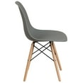 thumbnail image 3 of Elon Series Moss Gray Plastic Chair with Wooden Legs, 3 of 9