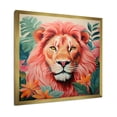 thumbnail image 2 of Designart "Pink and Green Forest Lion I" Animals Framed Wall Art Decor - Modern Pink Lion Entryway Framed Wall Art Print, 2 of 6