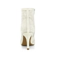 thumbnail image 2 of BLISSFUL STEP Women's Pointed Toe Lace Flower Stiletto Heels Ankle Boots, 2 of 7