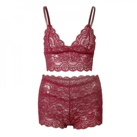 

Fantadool Women Underwear Set Cotton Bra Set Push Up Thick Brassiere Lace Embroidery Lingerie Set Sleepwear Plus Size