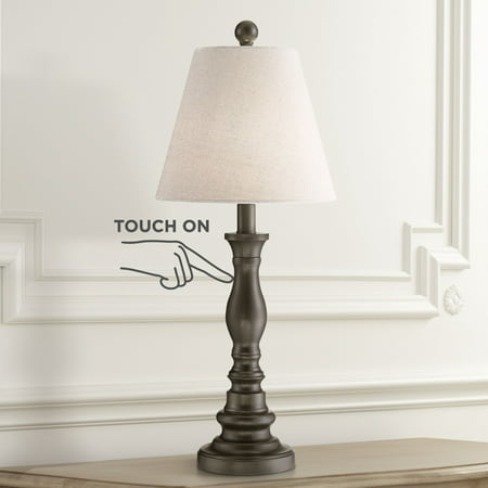 360 Lighting Traditional Desk Table Lamp Dark Bronze Metal Off White Empire Shade Touch On Off for Living Room Bedroom