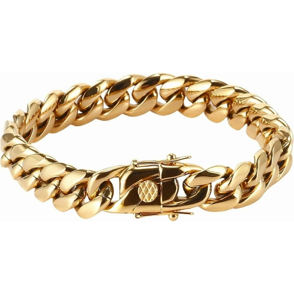 Solid 18K Gold Bracelet Suitable for both Men and Women, Miami Cuban Bracelet,Perfectly Blending Fashion and Luxury, adding Men's Charm,Valentine's Day