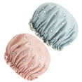 thumbnail image 3 of Shisuyan 2pcs Double-layer Printed Shower Waterproof Bath Caps Eva Bathing Hat Beauty Caps For Woman (Pink Cat + Blue Cat), 3 of 8