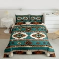 thumbnail image 2 of jejeloiu Ancient Bohemian Aztec Twin Comforter Sets,Cyan Beige Brown Bedding Set For Adult Reversible 2-Piece, 2 of 8