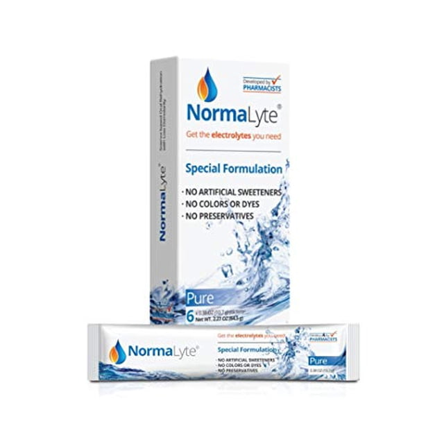 Sales de rehidratación oral NormaLyte - Paquete de 6 (puro) | Electrolitos en polvo, Suplementos energéticos, Paquetes de electrolitos, Suplemento de potasio, Bolsita de hidratación, Sin conservantes,