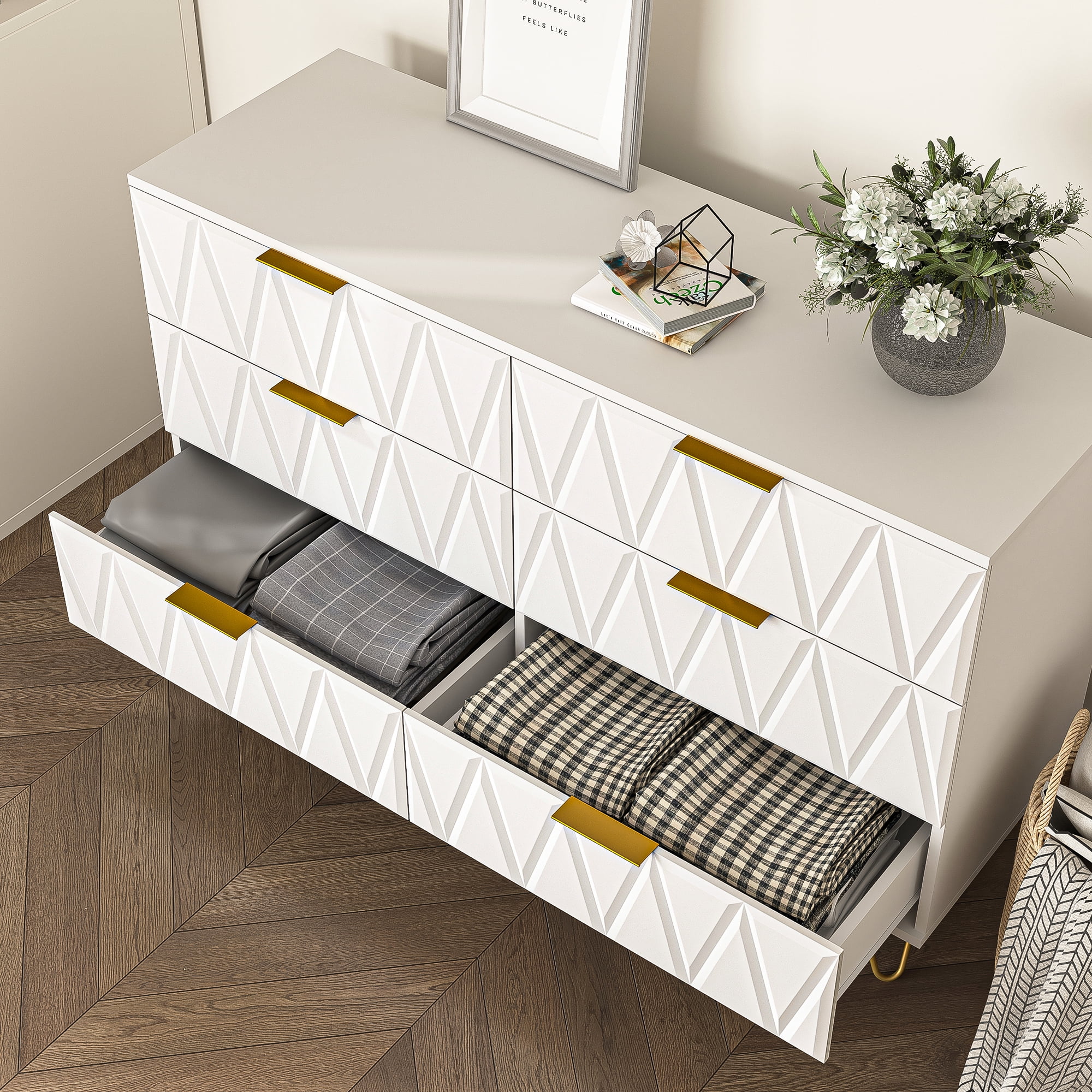 Kadyn Chest of Drawers, 6 Drawer Dresser for Bedroom, White Nursery Dresser Kadyn Chest of Drawers, 6 Drawer Dresser for Bedroom, White Nursery Dresser