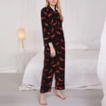thumbnail image 3 of Rateoe Red Hot Chili Pattern Womens Pajamas Set Long Sleeve Sleepwear Button Down Nightwear Soft Cotton Pj Lounge Sets-Medium, 3 of 7