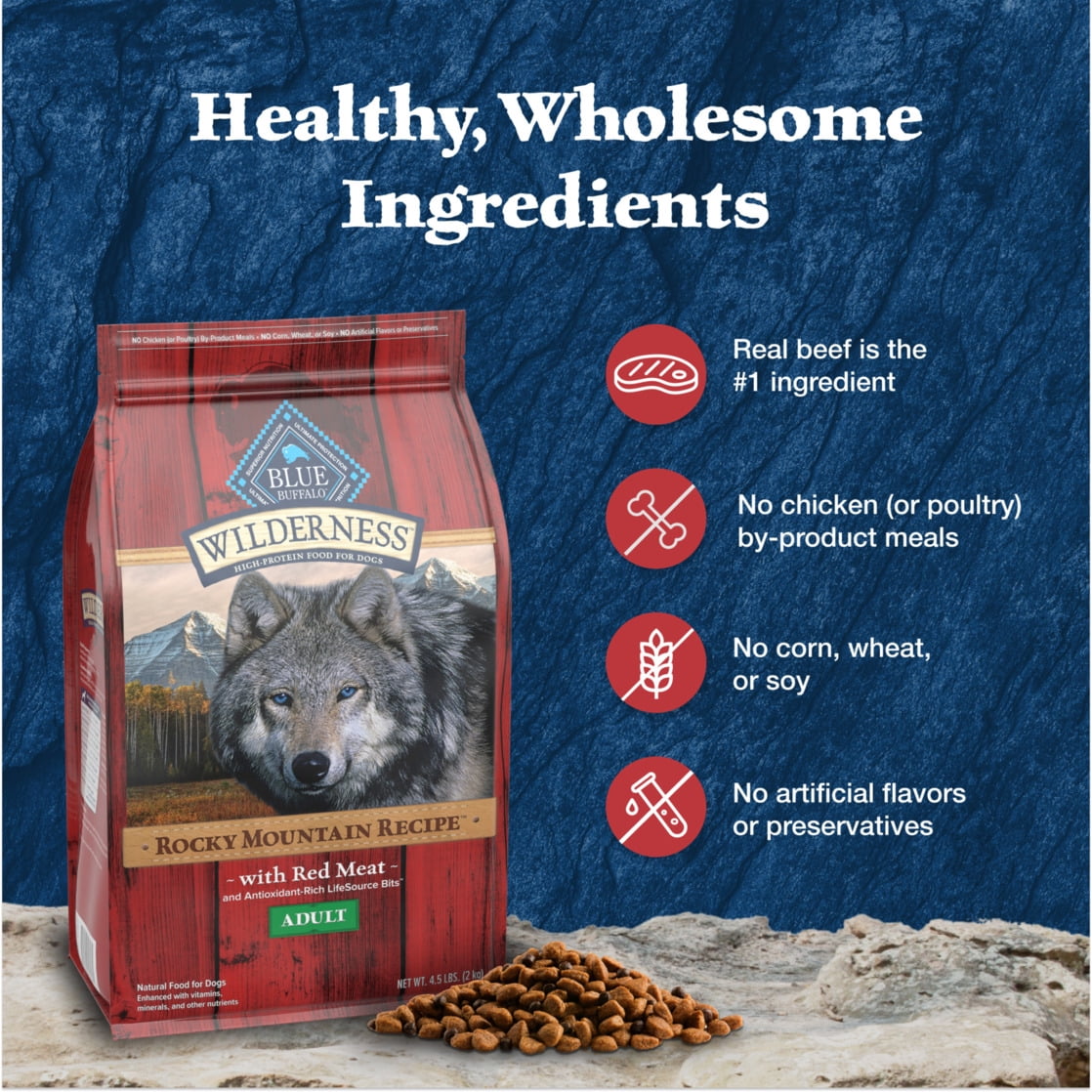 Blue Buffalo Wilderness Adult Dry Dog Food, Rocky Mountain Recipe, Red Meat, 24-lb. Bag