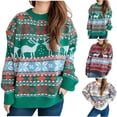 thumbnail image 5 of Suéter navideño de punto de ciervo, jerséis de gran tamaño, suave, cálido, de calidad, estilo Harajuku, para festivales, cuello redondo, ropa informal vintage para mujer, 5 of 5