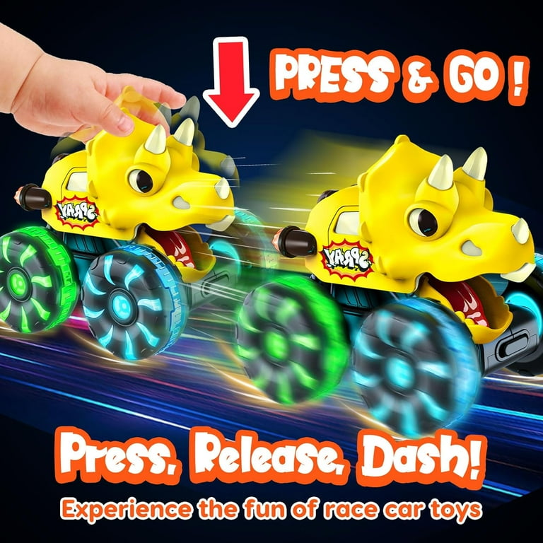 Monster Truck Toys Dinosaur Cars for Toddlers 1-3, Press and Go Cars Truck Toys for 1 2 3 4 5 Year Old Boys Girls Gift, Light Up Boy Toy Dinosaur Cars for 2 3 4 One Two Year Old Boy Birthday Gifts