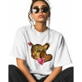 thumbnail image 2 of Women's Graphic T-Shirt White L Women's Tops Leopard Love Leopard Print Crew Neck Short Sleeve Shirts for Women, 2 of 3
