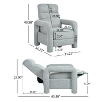 Newboti Furniture 31.25" Push Back Recliner Armchair Upholstered Recliner Chair Single Sofa with Adjustable Backrest for Living Room, Light Grey 71289