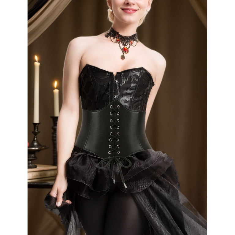 FEOYA Black Corset Belt for Women Vintage Elastic Waist Belt 