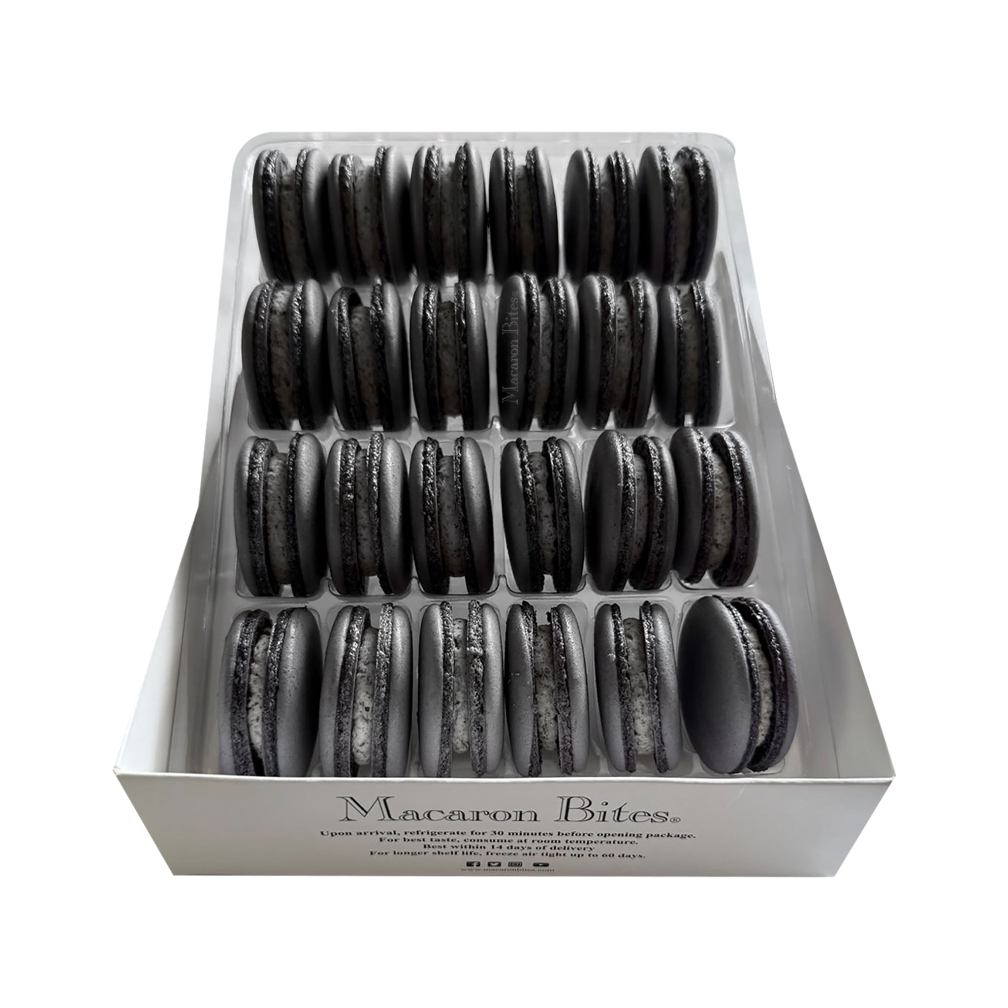 Macaron Bites® Box of 24 French Macarons – Fresh Cookies and Cream Flavor