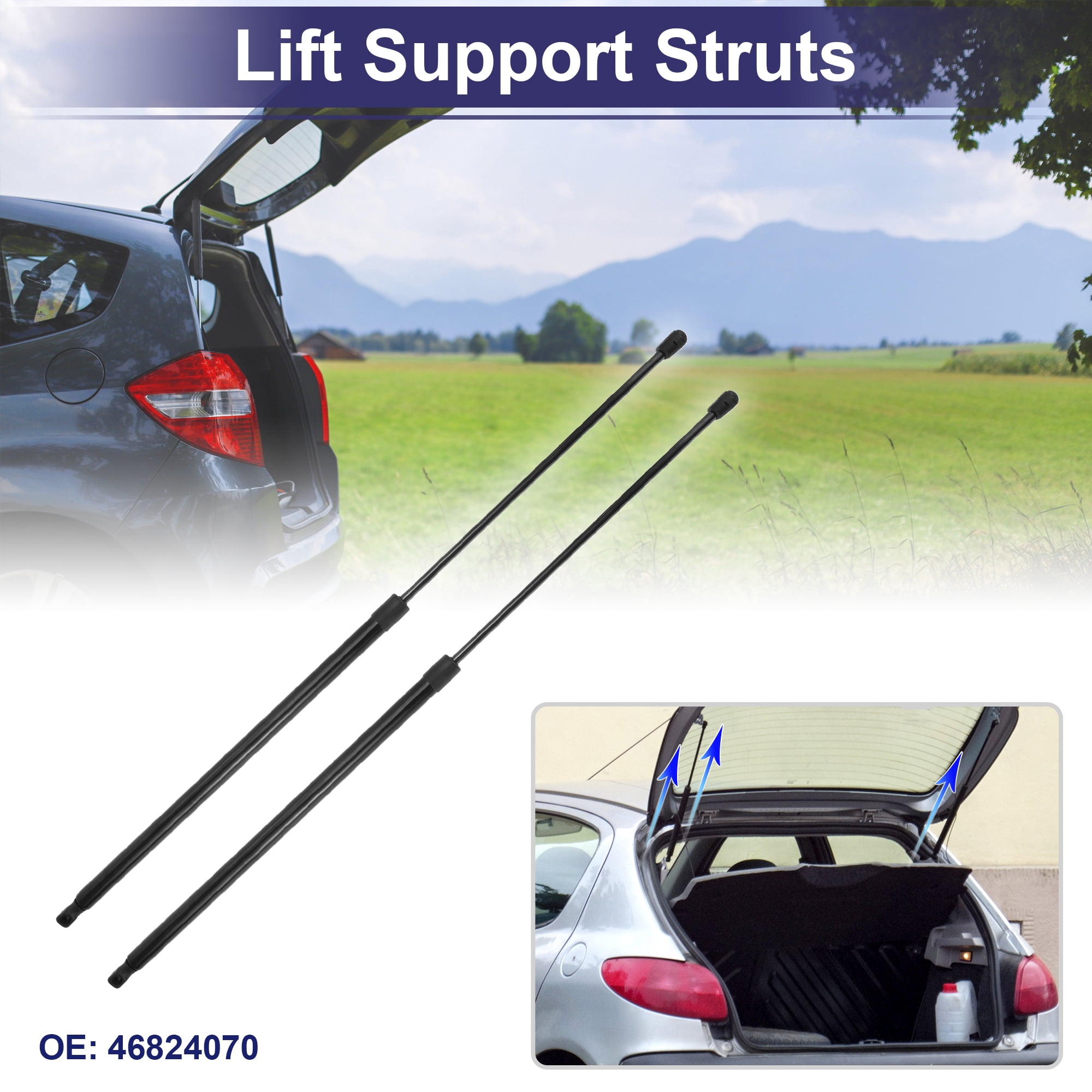 Unique Bargains 2Pcs Rear Hatch Lift Support Struts for Fiat Doblo Box 2004 Black