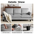 thumbnail image 6 of 3 Seater Sofa, 84"W Corduroy Sofa with Extra Deep Seats, Modern Comfy Couch for Living Room, Gray, 6 of 11