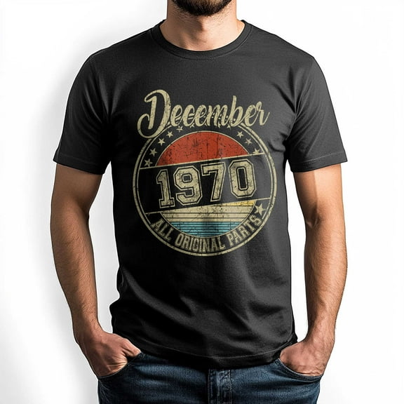 December 1970 All Original Parts T-Shirt, Retro Birthday Shirt for Men, Perfect Gift for December Birthday