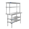 thumbnail image 2 of 14" x 72" Stainless Steel Work Table With 2 Shelves | 12" Wide Double Tier Overshelf | Metal Kitchen Prep Table & Shelving Combo, 2 of 6