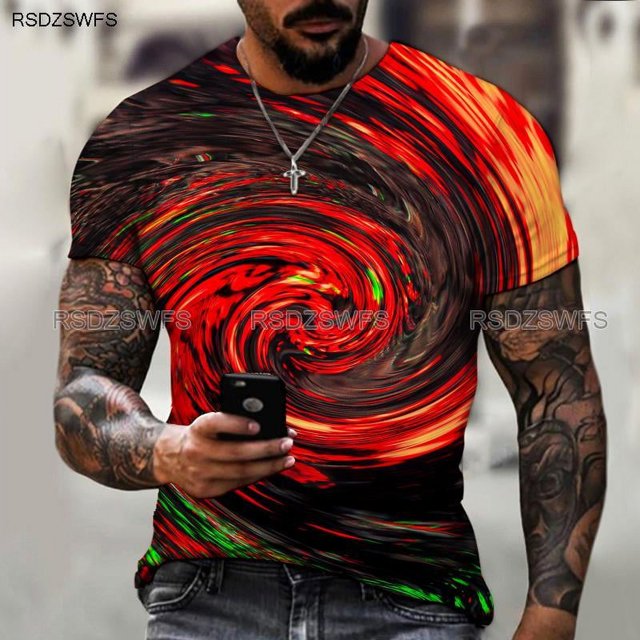 T-shirt à Impression Numérique pour Hommes Style Abstrait Manches Courtes Décontracté Taille TTP-5TG