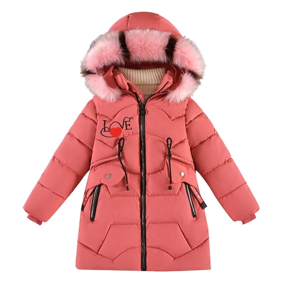 KAUOD Girls Puffer Ski Jackets Faux-F𝐮r Hood Winter Waterproof down Parka Coats Kids Padded Insulated Quilted Warm Outwear