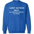 thumbnail image 2 of OXI Crewneck Sweatshirt - I Went Outside Once,Basic Casual Sweatshirts for Men's and Women Fleece Sweatshirt Long Sleeve- Royal Blue Large, 2 of 2