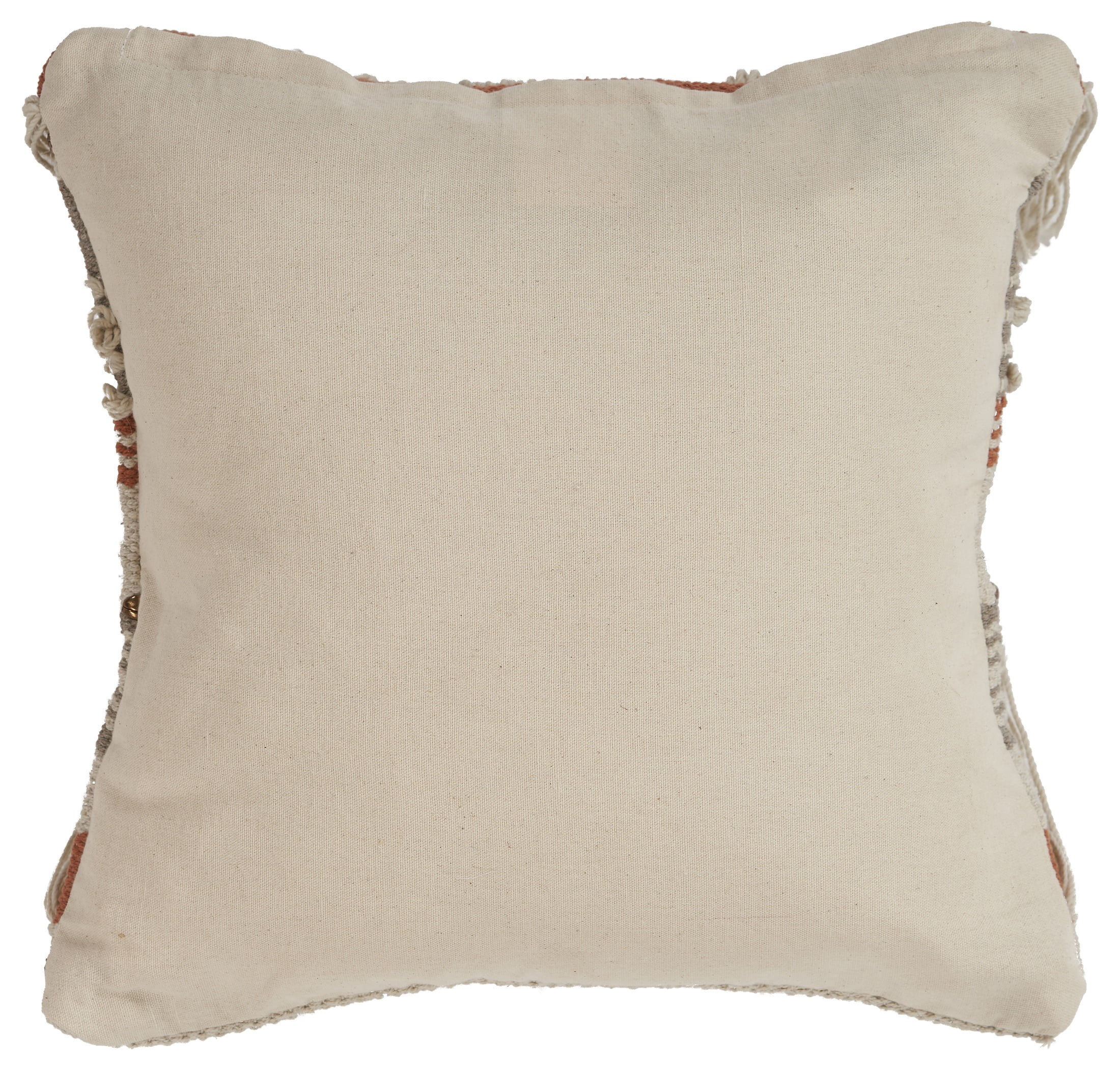 Laddha Home Designs Handwoven Striped Cotton Throw Pillow Cover - 18" - Beige and Orange