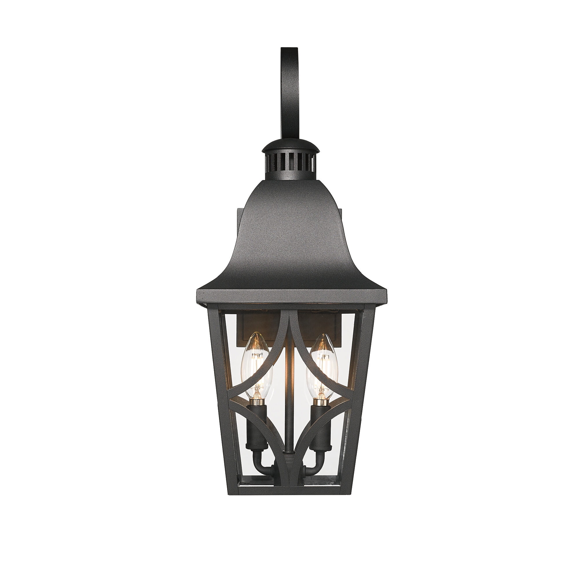 Outdoor Wall Light Fixtures, Waterproof Exterior Wall Sconce Porch Lights, Matte Black Outdoor Wall Lantern with Clear Glass, Outside Wall Mount Lighting for House, Garage, Front Door (2 pack)