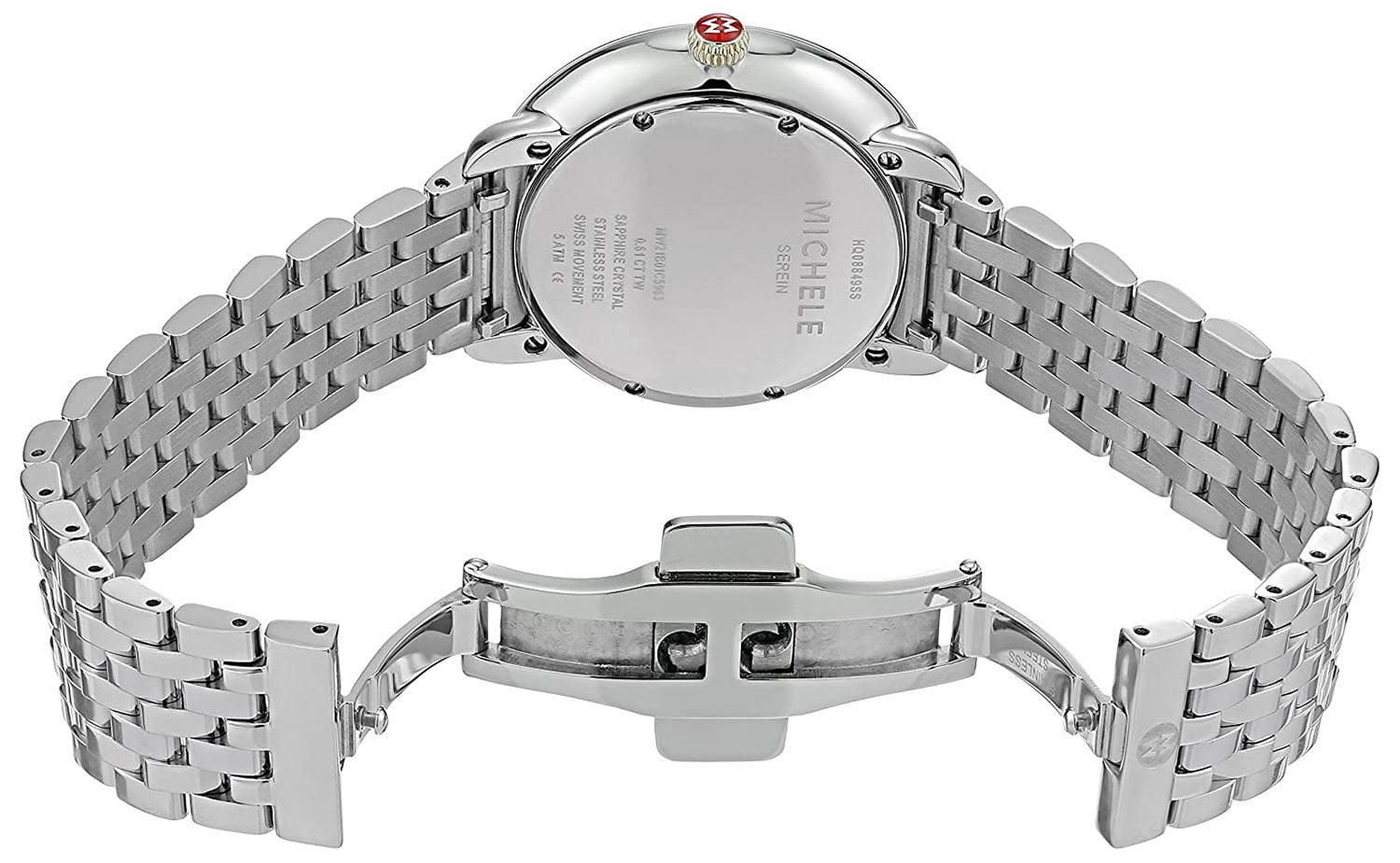 Michele Serein Stainless Steel Diamond Mother-Of-Pearl Dial Date Quartz Womens Watch MWW21B000030