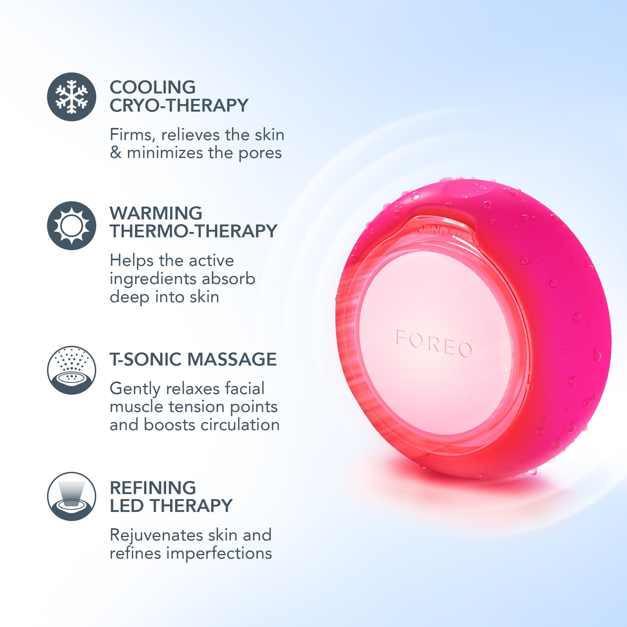 FOREO UFO 3 - LED Facial Treatment Device with T-Sonic and Mask Care Technology - Fuchsia