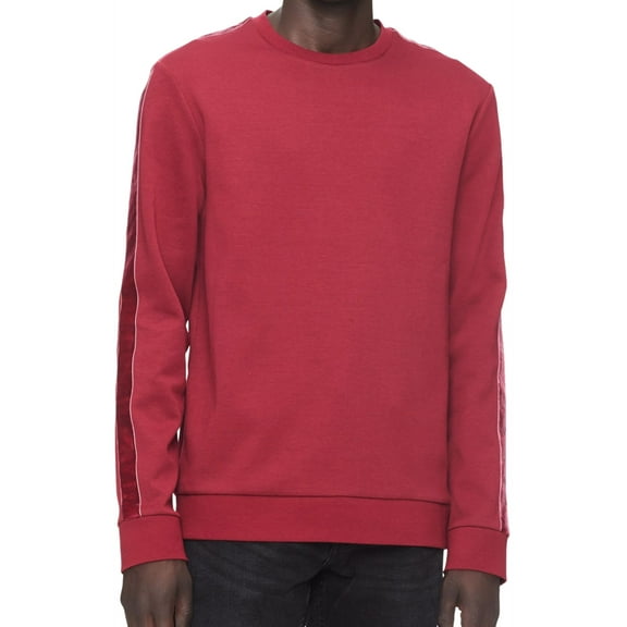 Calvin Klein Mens Velvet Stripe Sleeve Pullover Sweater, Red, XX-Large