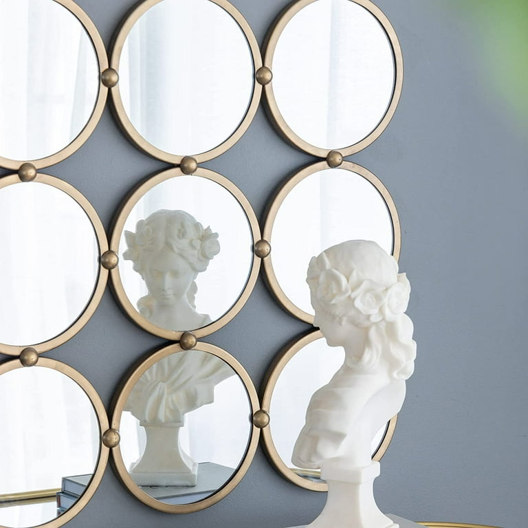 A B Home 9 Mirror Piece Wall Decor Circle Wall Mirror with Gold Metal Frame 27