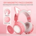 thumbnail image 4 of SOMIC GS510 Casque de Jeu, Casque Oreilles de Chat Casque de Jeu pour PC avec Micro Rétractable à Réduction de Bruit, Son Stéréo, Couvre-Visage DIY pour PC, PS4, PS5, Xbox One (Seulement la Lumière DEL Blanche)-Rose, 4 of 7