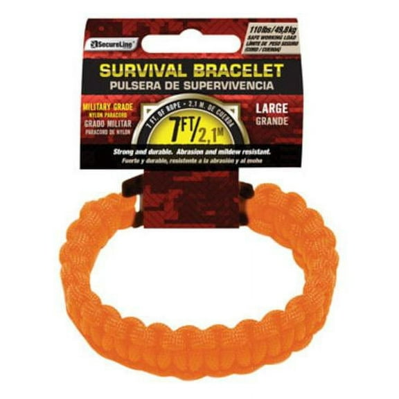 550 lb Military Grade Paracord Survival Bracelet, Large, 9.5, Orange
