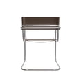 thumbnail image 2 of Saddle Leather Accent Chair Stainless Steel Arm Chair Dining Chair - Brown, 2 of 9