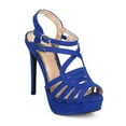 thumbnail image 1 of Qupid EE16 Women Suede Peep Toe Strappy Platform Slingback Stiletto Sandal - Cobalt Blue (Size: 8.5), 1 of 5