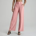 thumbnail image 2 of Pantalones de vestir de cintura alta y pierna ancha para mujer - Pantalones de trabajo con pliegues, elástico en la parte trasera y bolsillos laterales, 2 of 5