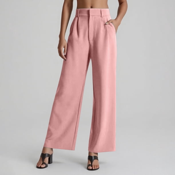 WILLBEST Pantalones Casuales para Mujer, Pantalones Anchos de Pierna Ancha y Cintura Alta, para el Trabajo y Los Negocios, Ropa Informal. Extra Chica