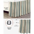 thumbnail image 3 of Boho Teal Stripes Wrap Around Bed Skirts for Queen Bed 18" Drop,Bed Skirt with Adjustable Elastic Belt Dust Ruffle Bed Valance for Bedroom Hotel Bohemian Vertical Striped Geometric Bed Frame Cover, 3 of 7