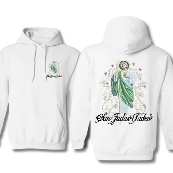 Saint Jude San Judas Tadeo Hoodie – Catholic Faith Graphic Pullover, Unisex Religious Sweatshirt, Devotional Gift for Men & Women