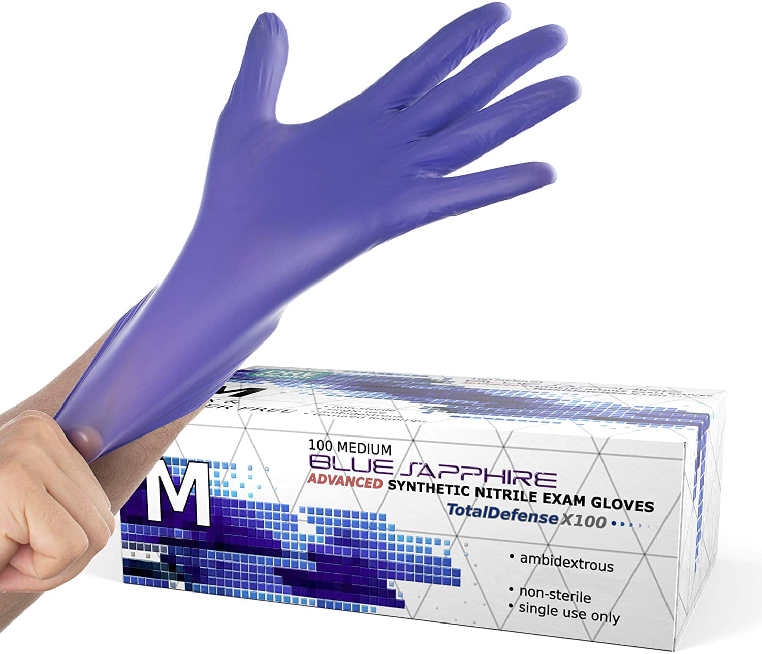 LARGE BOX OF 200 BLUE NITRILE DISPOSABLE GLOVES POWDER AND LATEX FREE MEDICAL 