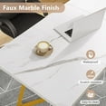 thumbnail image 5 of Gold Dining Dinner Table: 55 Inches Modern White Dining Room Table with Golden Legs, Faux Marble Kitchen Table, 5 of 5